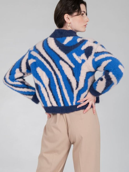 24 Colours Women's Long Sleeve Crop Sweater Blue