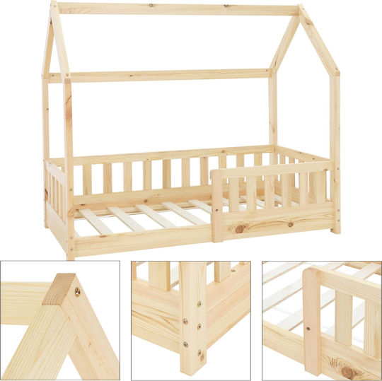 Kids Bed Single Beige for Mattress 70x140cm