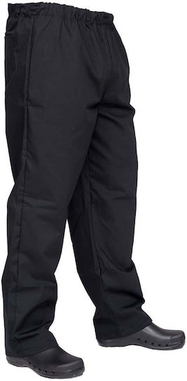 Anta Uniforms Pantaloni de Bucătar Negru cu Elastic în Talie