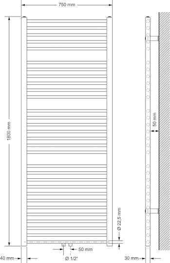 ECD Germany Handtuchhalter Badezimmer 1800x750 Weiß