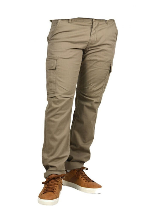 Trousers Cargo Elastic in Loose Fit Beige