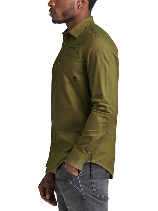 Langärmlig Baumwolle Hemd Khaki