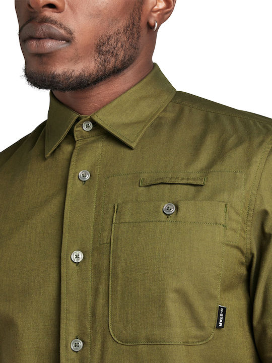 Langärmlig Baumwolle Hemd Khaki