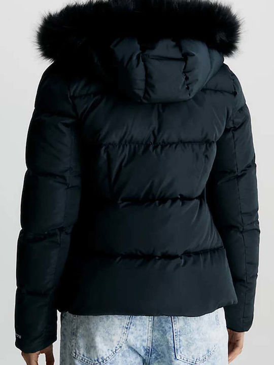 Calvin Klein Women's Short Puffer Jacket for Winter with Hood Black