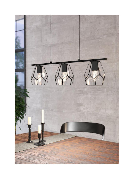 Eglo Mardyke Pendant Light Three-Light Rail for Socket E27 Black