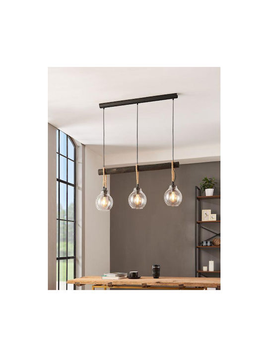 Eglo Roding Pendant Light Three-Light Rail for Socket E27 Black