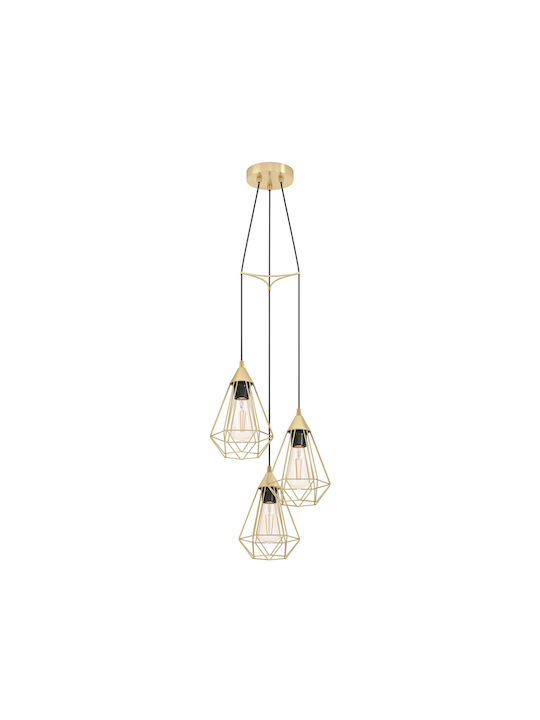 Eglo Tarbes Pendant Light Three-Light for Socket E27 Gold