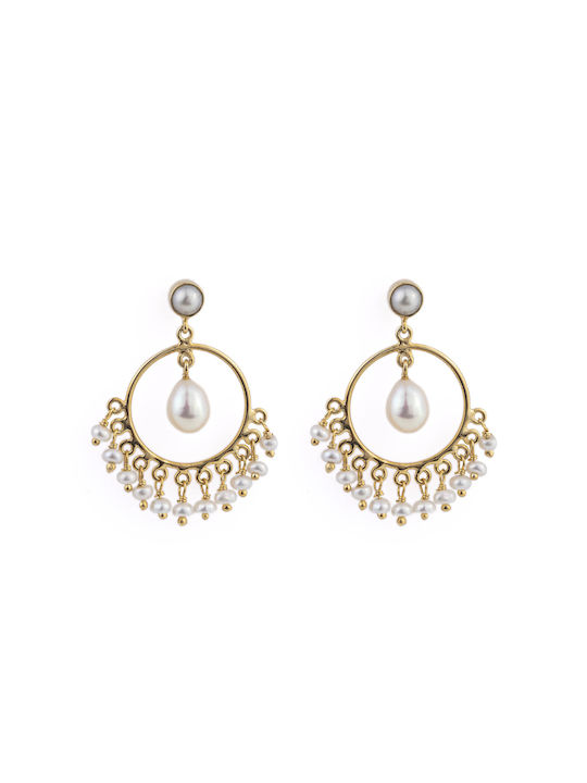 George Art Jewels Earrings Pendants made of Silver Gold Plated with Pearls