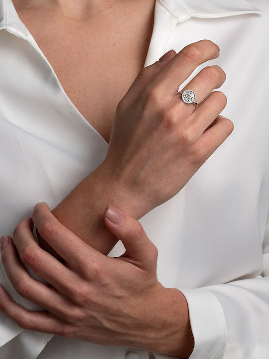 George Art Jewels Γυναικείο Δαχτυλίδι με Ζιργκόν από Ασήμι Επιχρυσωμένο