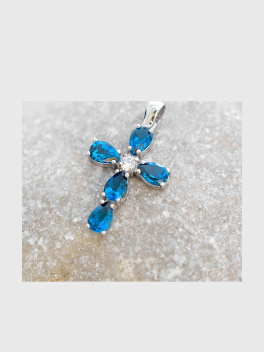 Katsigiannis Women's White Gold Cross 14K with Chain