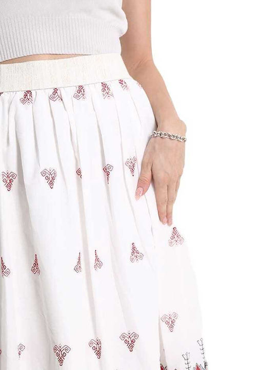 Remix Midi Skirt in White color