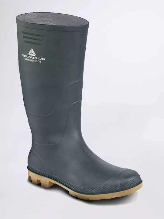 Delta Plus Groundhc Non-Slip Work Wellies Knee Green