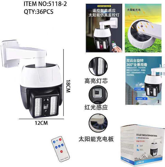 Dummy Bullet Surveillance Camera Solar With LED Lighting White