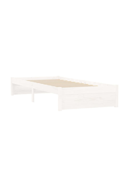 Ein Einzelbett Aus Holz Weiß mit Lattenrost für Matratze 75x190cm