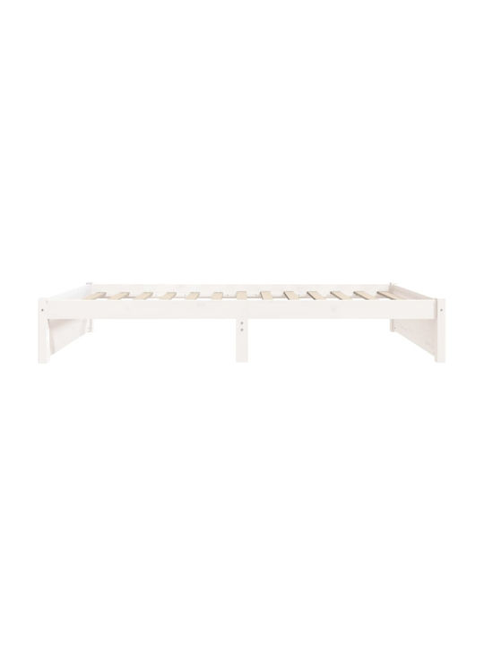 Ein Einzelbett Aus Holz Weiß mit Lattenrost für Matratze 75x190cm