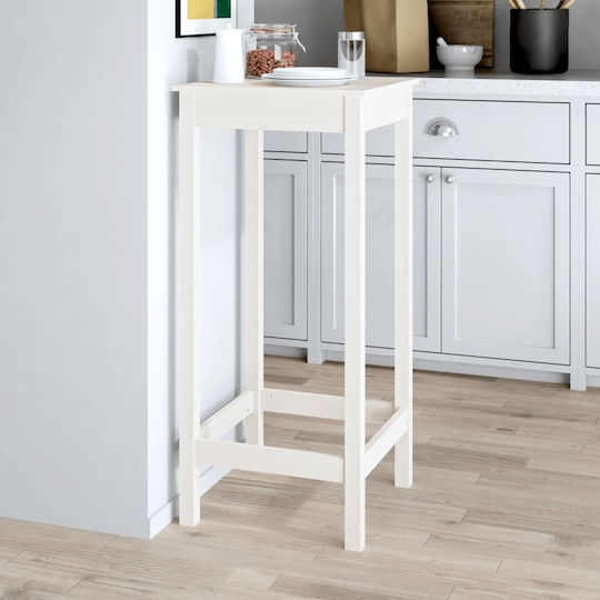 Square Bar Table Made of Solid Wood White 50x50x110cm
