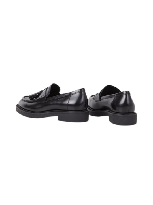 ALEX W Leder Damen Loafers in Schwarz Farbe