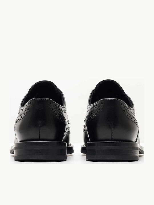 Δερμάτινα Γυναικεία Oxfords σε Μαύρο Χρώμα