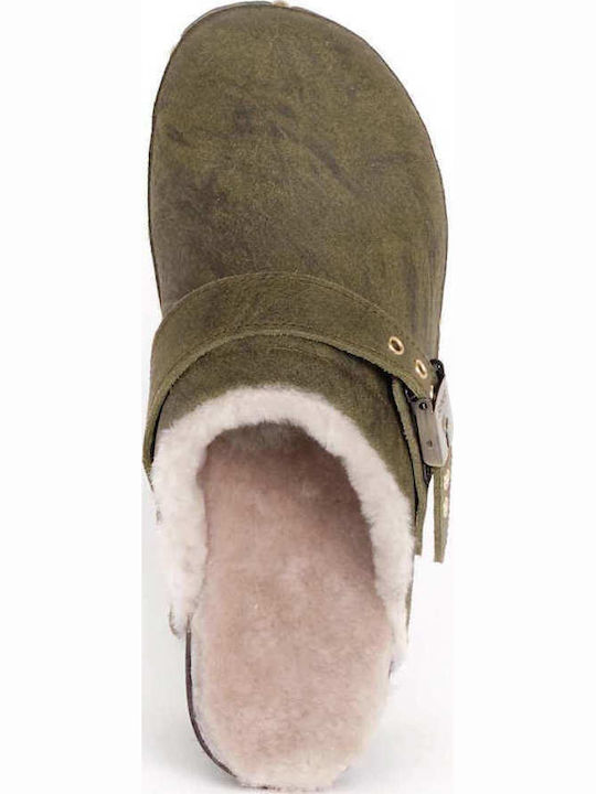 Pescura Mules with High Heel in Green Color