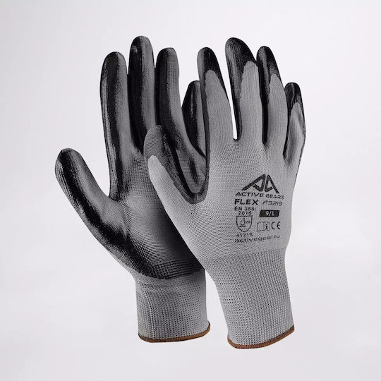 Active Gear Active FLEX Gloves for Work Gray Nitrile 1pcs