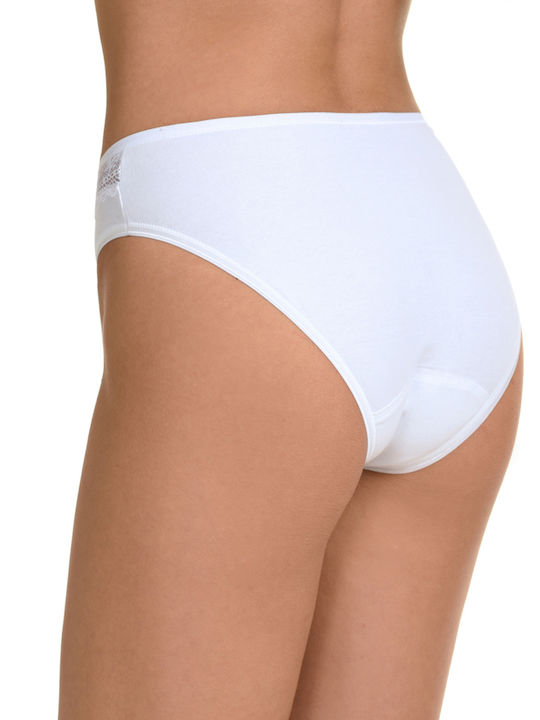 Miss Rosy Cotton High-waisted Women's Slip with Lace White