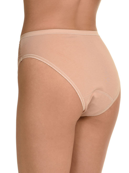 Miss Rosy Baumwolle Damen Slip mit Spitze Beige