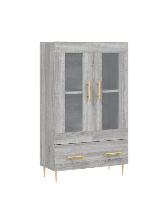 Wohnzimmer Vitrine aus Holz und Metall mit Verglasung in Grau 69.5x31x115cm