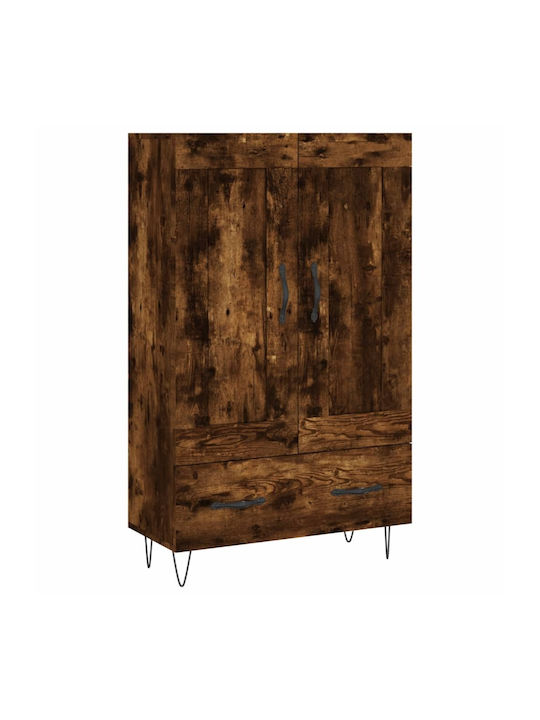 Wand Wohnzimmer Vitrine aus Holz & Metall mit Glas Braun 69.5x31x115cm
