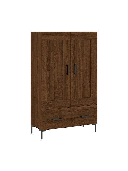 Wall Mounted Particle Board / Metallic Living Room Display Cabinet with Glass Brown 69.5x31x115cm