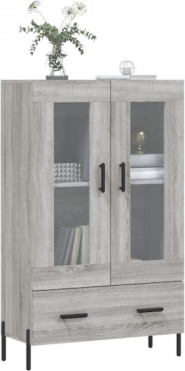 Living Room Display Cabinet with Glass Grey 69.5x31x115cm