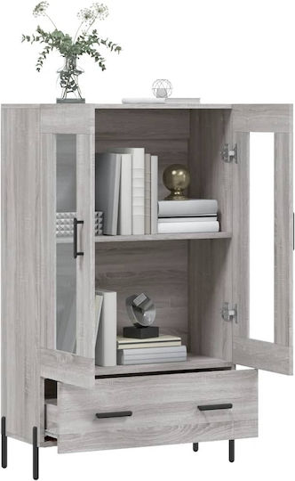 Living Room Display Cabinet with Glass Grey 69.5x31x115cm