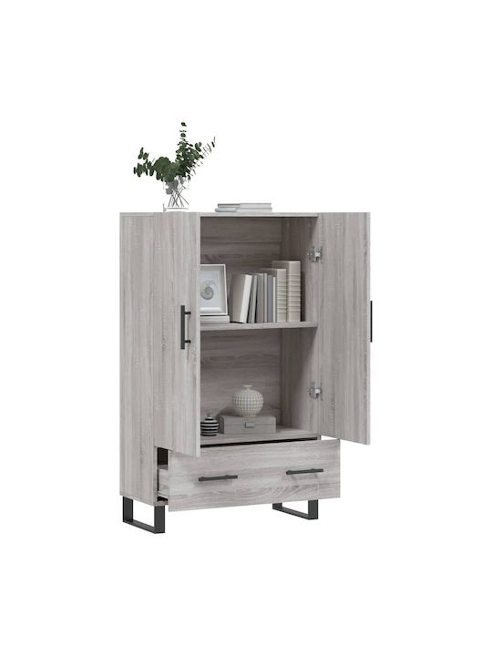 Wohnzimmer Vitrine aus Holz & Metall mit Verglasung in Grau 69.5x31x115cm