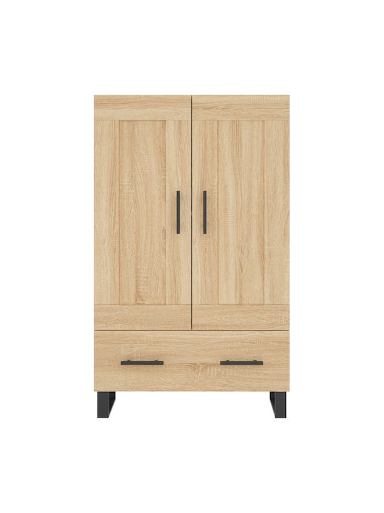 Wand Wohnzimmer Vitrine aus Holz & Metall mit Glas Braun 69.5x31x115cm
