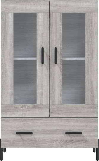 Living Room Display Cabinet with Glass Grey 69.5x31x115cm