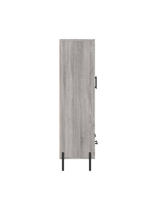 Floor-standing Living Room Display Cabinet made of Wood & Metal with Glass Gray 69.5x31x115cm