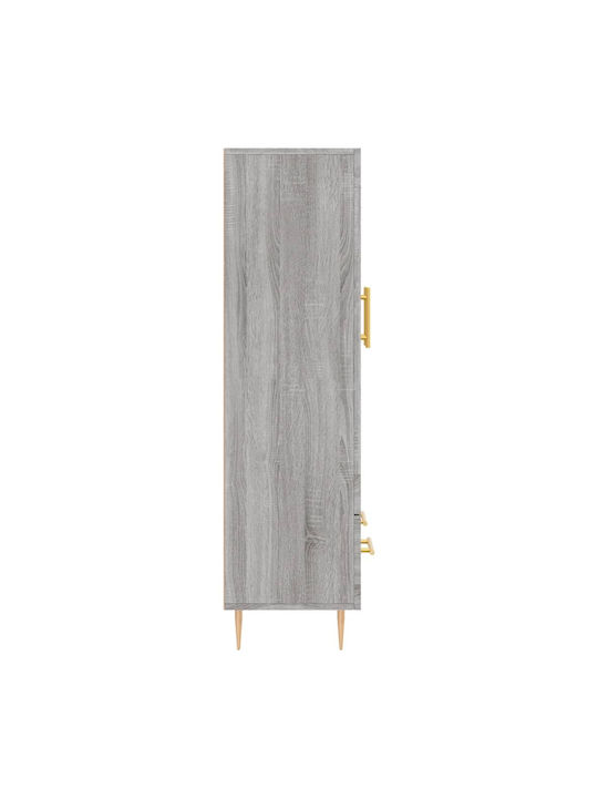 Wohnzimmer Vitrine aus Holz und Metall mit Verglasung in Grau 69.5x31x115cm