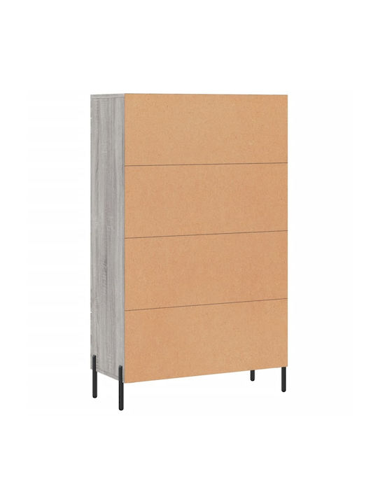 Floor-standing Living Room Display Cabinet made of Wood & Metal with Glass Gray 69.5x31x115cm