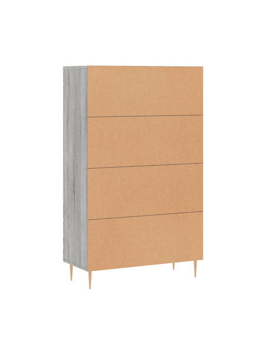Wohnzimmer Vitrine aus Holz und Metall mit Verglasung in Grau 69.5x31x115cm