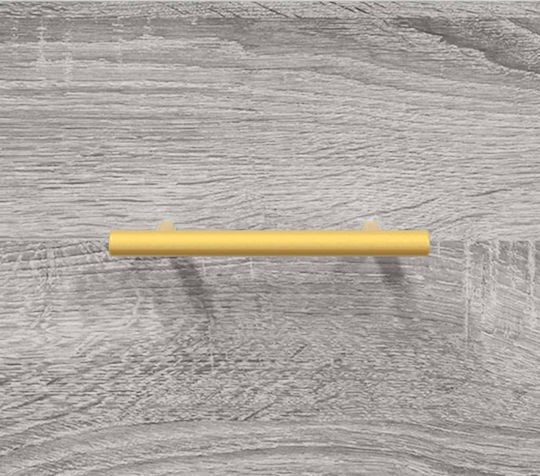Vitrină de Pardoseală pentru Sufragerie din Lemn și Metal, Gri Sonoma, cu Geam, 69.5x31x115cm