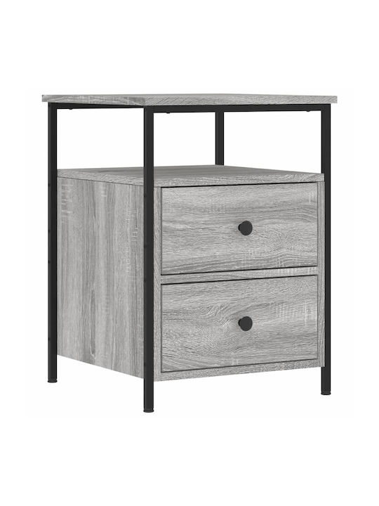 Wooden Bedside Table with Metallic Legs Γκρι Sonoma 44x45x60cm