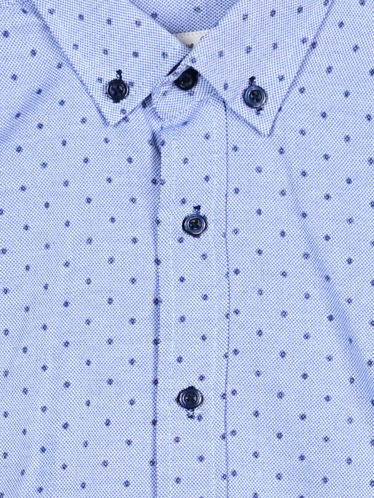 Kids Polka Dot Shirt Short Sleeve Blue