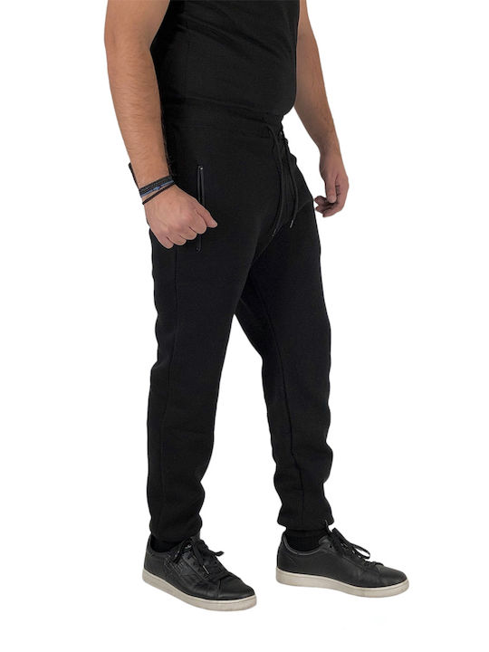 Attitude Men's Fleece Sweatpants with Rubber Black