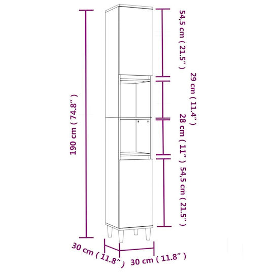 vidaXL Bathroom Cabinet L80xW33xH60cm White