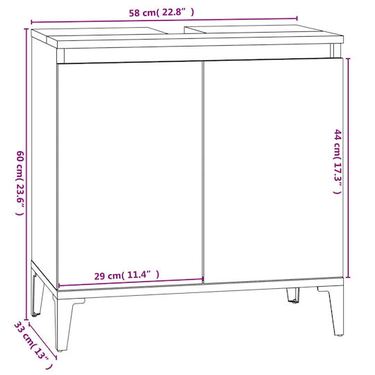vidaXL Cabinet de baie L58xA33xÎ60cm Alb