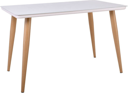 Union Table Dining Room with Glass Surface Natural Glass White 130x80x75cm