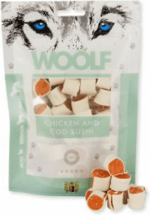 Woolf Snacks Cod Sushi Dog Treat Grain & Gluten Free with Chicken 100gr 49015 293