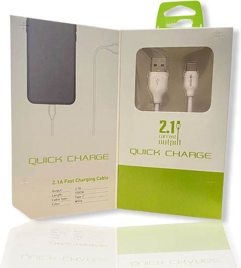 Ldnio LS371 Regular USB 2.0 Cablu USB-C bărbătesc - USB-A Alb 1m