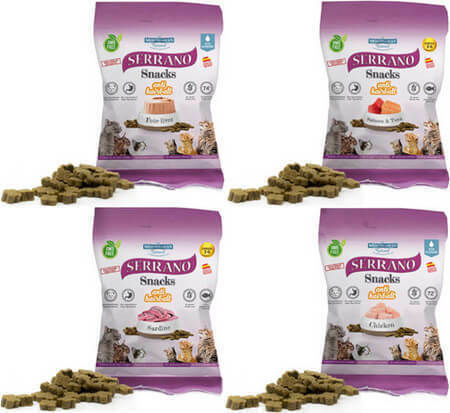 Mediterranean Natural Serrano Snacks Anti Hairball Kroketten mit Huhn für Erwachsene Katzen 50gr