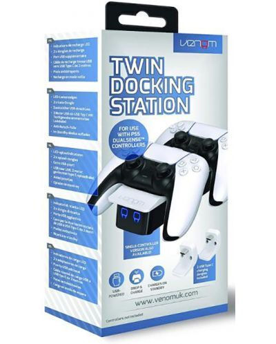 Venom Twin Docking Station Βάση για 2 χειριστήρια PS5 Λευκή