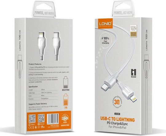 Ldnio LC121 USB-C to Lightning Cable White 1m